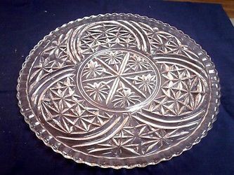 Vintage Anchor Hocking Stars and Bars Torte Cake Plate Serving Platter 

