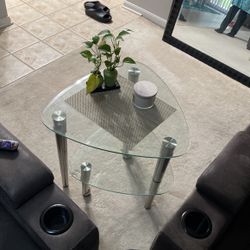 3 Glass Tables With Movable Small Table Underneath + One Big Glass Table