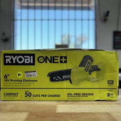  (UG) Ryobi ONE+ 18V 6 in. Cordless Battery Compact Pruning Mini Chainsaw (Tool Only) 