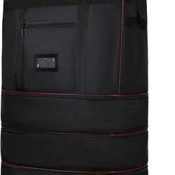Expandable Rolling Duffel Bag with Wheels – Foldable Travel Suitcase Luggage (Black w/ Red Trim)