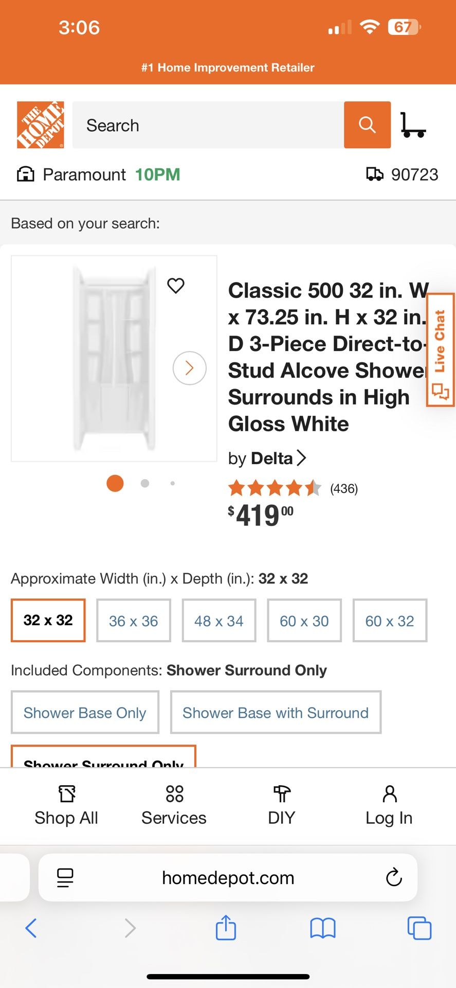 Delta 500 Stand Up Shower 🚿 