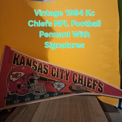 Vintage 1994 kc chiefs NFL Football Pennant with Signatures-$47.00