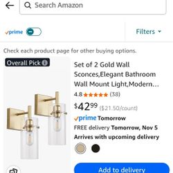 Wall Lamp 2pcs Gold