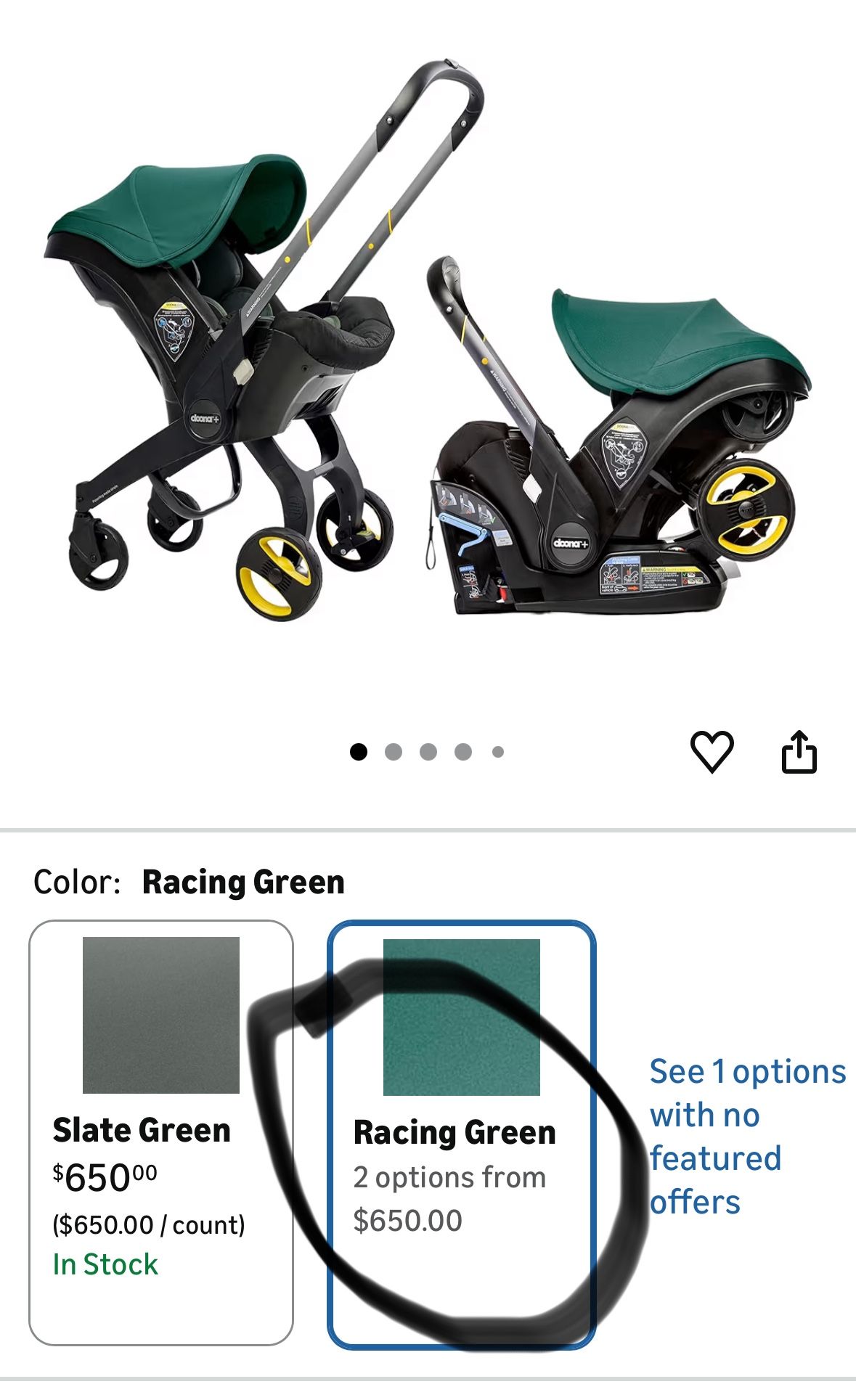 Doona+ / Doona Plus – Infant Car Seat & Stroller 2-in-1 (Racing Green)