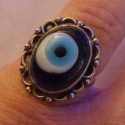 Sterling Silver Glass Eye Ring