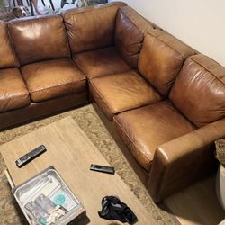 Brown Leather Sectional 