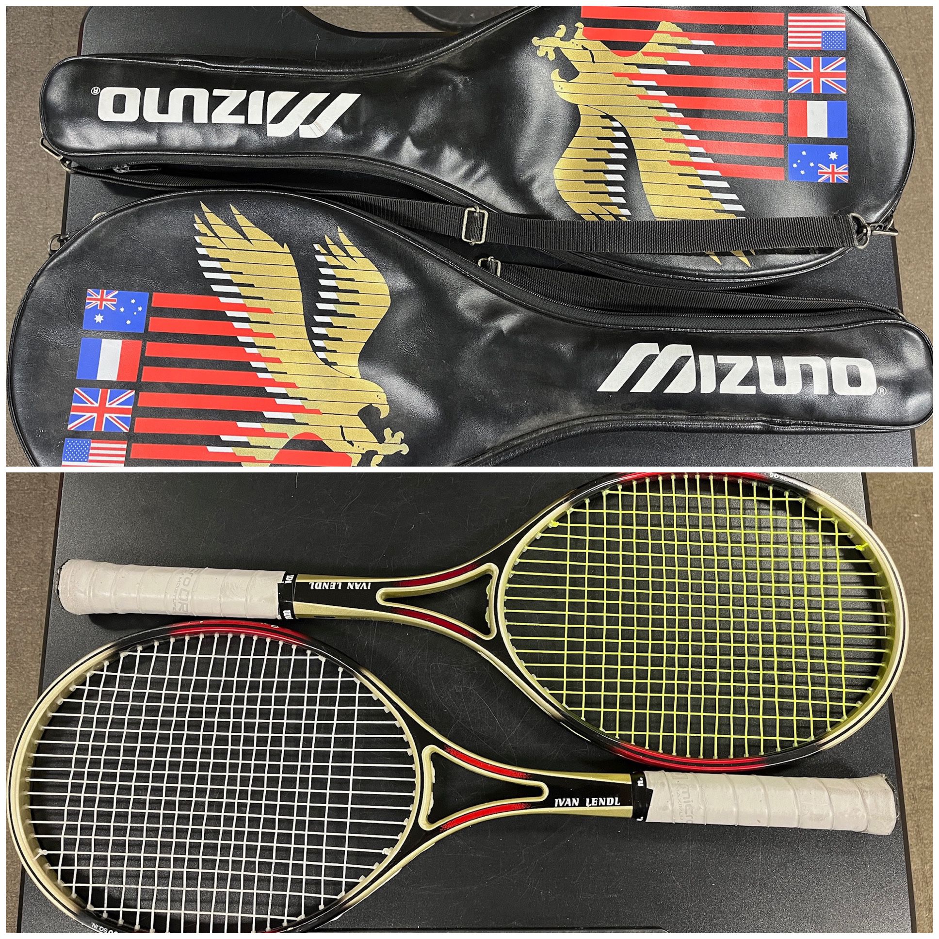 (2) Mizuno Ivan Lendl Tennis Racquet Type S 90” with Cover. $149 ea. $260 for the pair