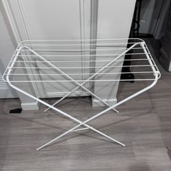 White Metal Folding Drying Rack – Collapsible Laundry Clothes Rack