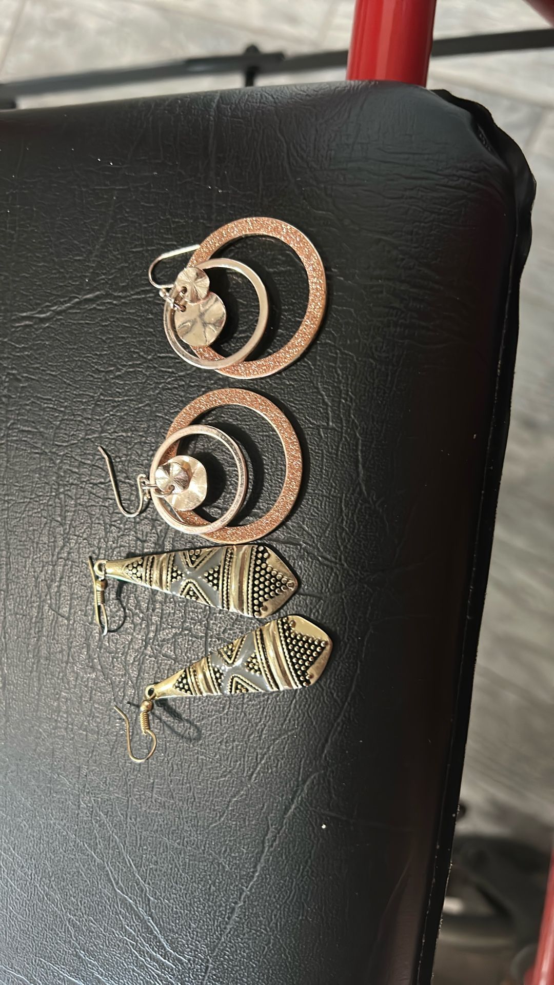 Two Pair Dangle Earrings One Bronze And One Rose Gold Look