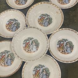Cronin China Co. Set Of 4 Dessert/Sauce/Berry Bowls c1960s - Gold Trim on Ivory