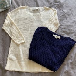 Sweaters…New…. Ann Taylor Loft Brand Name Sweaters Blue And Winter White Size Xs  $10 Each 