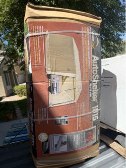 ShelterLogic 10 ft. W x 15 ft. D x 8 ft. H PE Garage without Floor in Tan w/ Patented Stabilizers and Best-in-Class Tightening Store