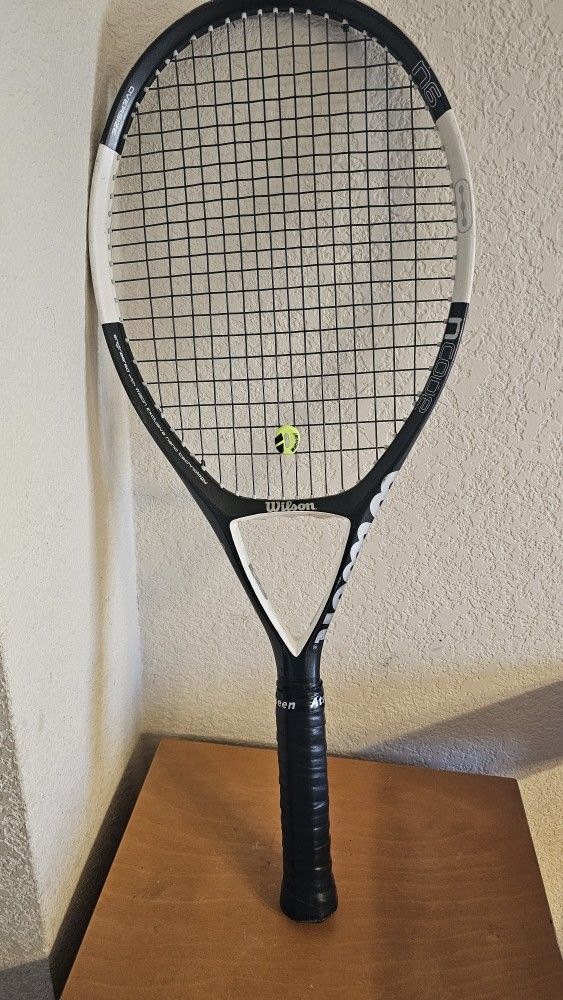 Wilson Ncode N6 110 Oversize Tennis Racket Racquet 4 1/2” Used Excellent Condition, New Grip/Strings and comes with shock dampner.
Pickup is South Gr