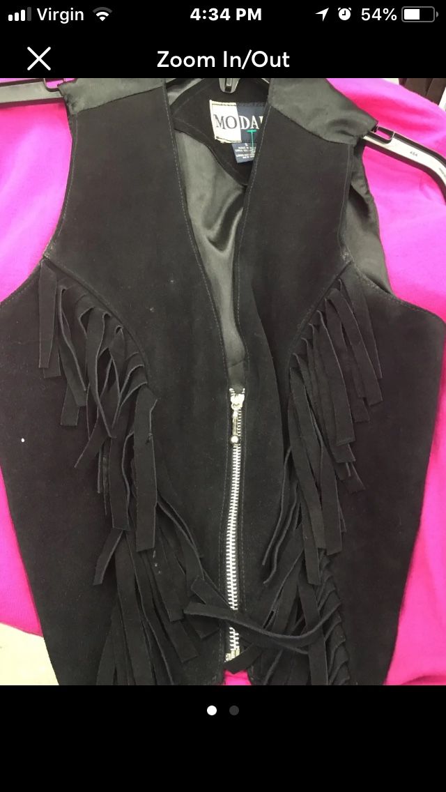Modal black suede vest with zipper size small