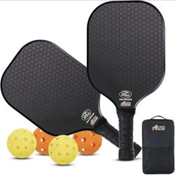 Gorilla Gear Pickle ball Paddle BLACK Set – 2 Paddles + Carry Bag
