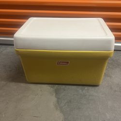 coleman 1976 13x14x20 yellow cooler bottle openers
