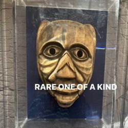 HAND CARVED MASK INSIDE GLASS DISPLAY CASE