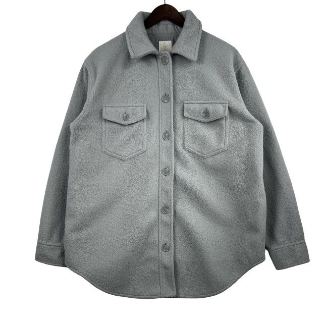 Joie Womens Large Light Blue Fleece Button Up Pockets Collared Shacket SZ LARGE