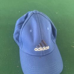 Adidas Climalite Blue Flexfit Hat Size S/M Stretch Fit Athletic Cap Logo 