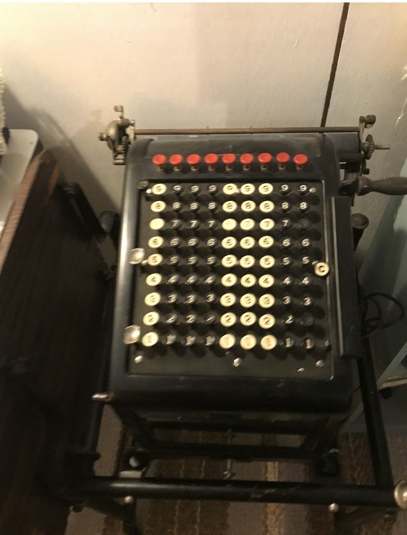 Burroughs Vintage Adding Machine On Stand