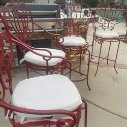 Red Wroughtiron Swivel Stools