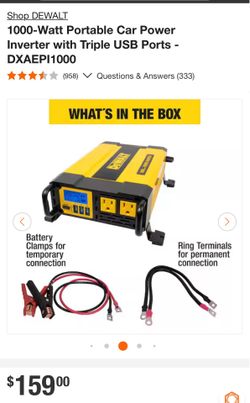 New DEWALT 1000-Watt Portable Car Power Inverter with Triple USB Ports