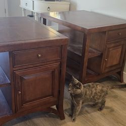 2× Solid Wood Matching Cabinets (Pair)  Heavy & Sturdy