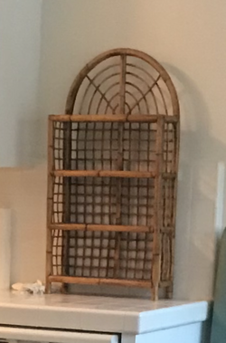 Vintage Arched Rattan Shelf - Wall Hanging or Free Standing Tabletop Countertop Display
