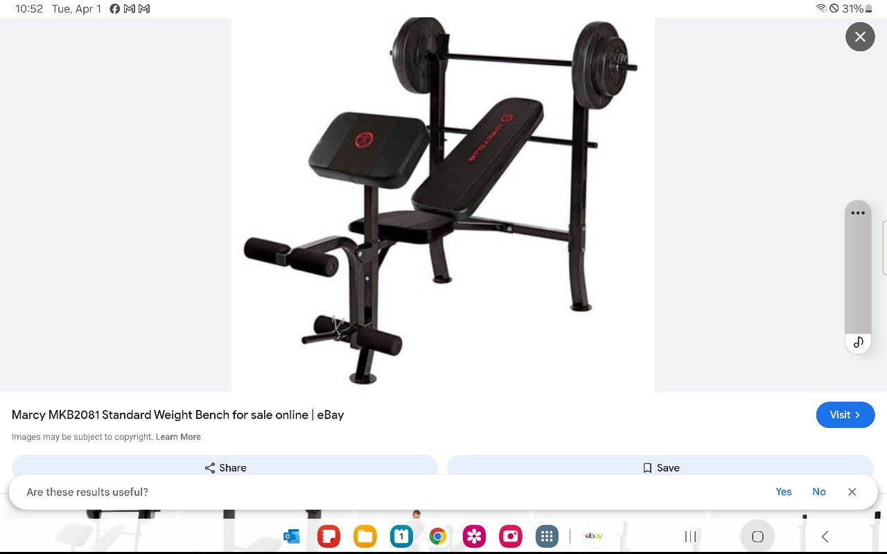 MARCY CLUB WEIGHT BENCH WITH 80 POUND WEIGHT SET MODEL MKB-2081. "NEW"