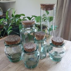 Hand Blown Green Glass Jars from Spain

