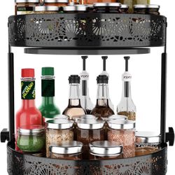 2 Tier Lazy Susan Organizer, 2 Pack 11&12 Inch Lazy Susan Turntable for Cabinet