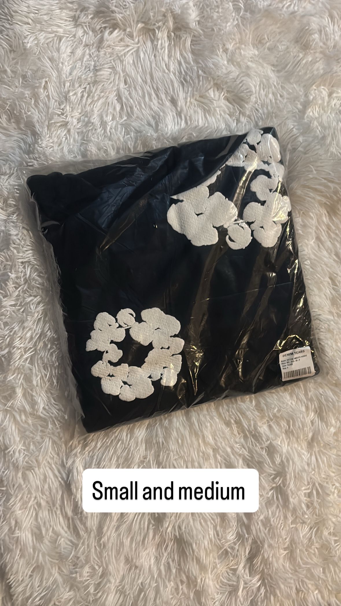 Denim Tears Hoodie Black And White Size Medium And Size Small 