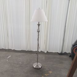 Brushed Nickel Decorative Stem Floor Lamp with Tapered Shade