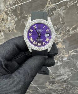 (READ DESCRIPTION!!!) Iced Out Moissanite Purple Dial