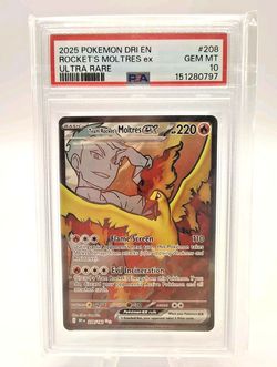 Team Rocket's Moltres ex 208/182 Sv10: Destined Rivals Holo PSA 10