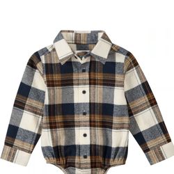 Baby Plaid Onesie Button up brand New Baby Boy