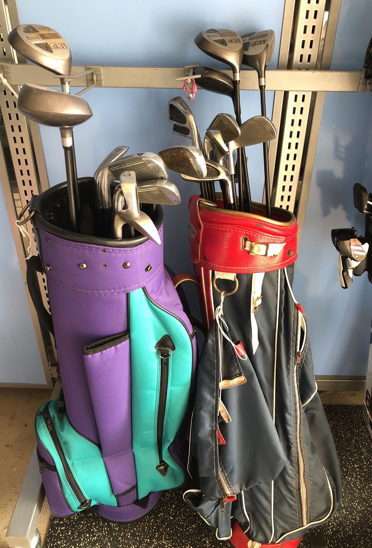 Used golf clubs Foremost 431 low center of gravity design. Full set with drivers. Your choice $35 with bags