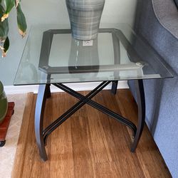Two Glass Top End Tables And Coffee Table