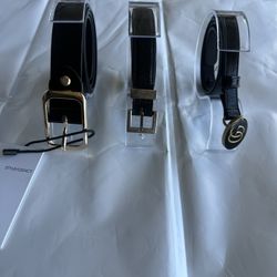 YSL black leather belt.