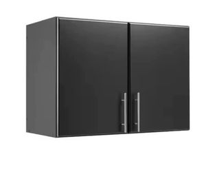 Prepac Elite Black 32 in. Stackable Wall Storage Cabinet, Bathroom Cabinet, Pantry Cabinet with Stor