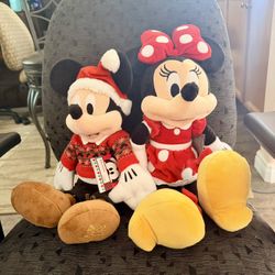 Disney Christmas Mickey And Minnie Plush Toys