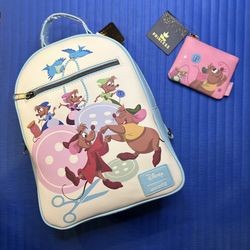 Loungefly Disney Cinderella Mice Sewing Mini Backpack and Cute Mice Coin Purse - Both NWTS   