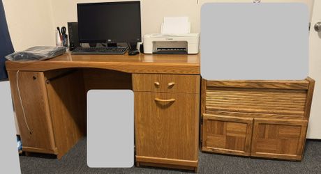 Wood Desk And Rolling Cart Only