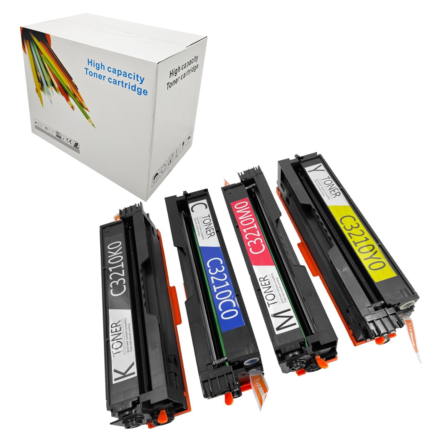 4 Pack for Lexmark MC3224 Toner Cartridges with New Chip C3210K0 C3210C0 C3210M0 C3210Y0