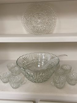 Punch bowl with large matching platter