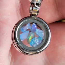 15mm Blue Fire Opal Pendant 