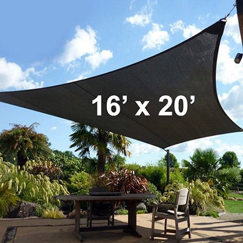 (NEW) $50 Rectangle 16x20’ XL Sun Shade Sail Outdoor Canopy Top Cover 185gsm 95% UV Block w/ Ropes 