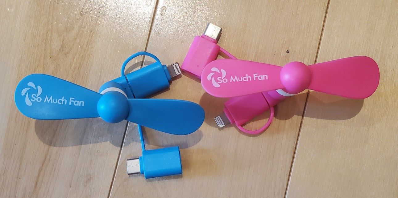 NEW 2 So Much Fan Portable Cell Phone Mini Fan Lot
