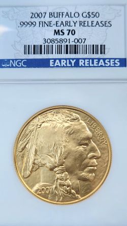 2007 buffalo G$50 .9999 Fine-Early Releases MS 70