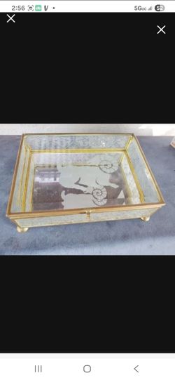 Brass and Glass Etched Jewelry Box
